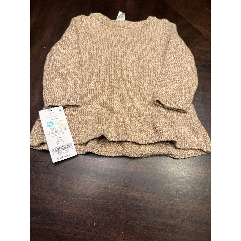 Carter's Size 3 Month Christmas Winter Sweater With Ruffle NWT